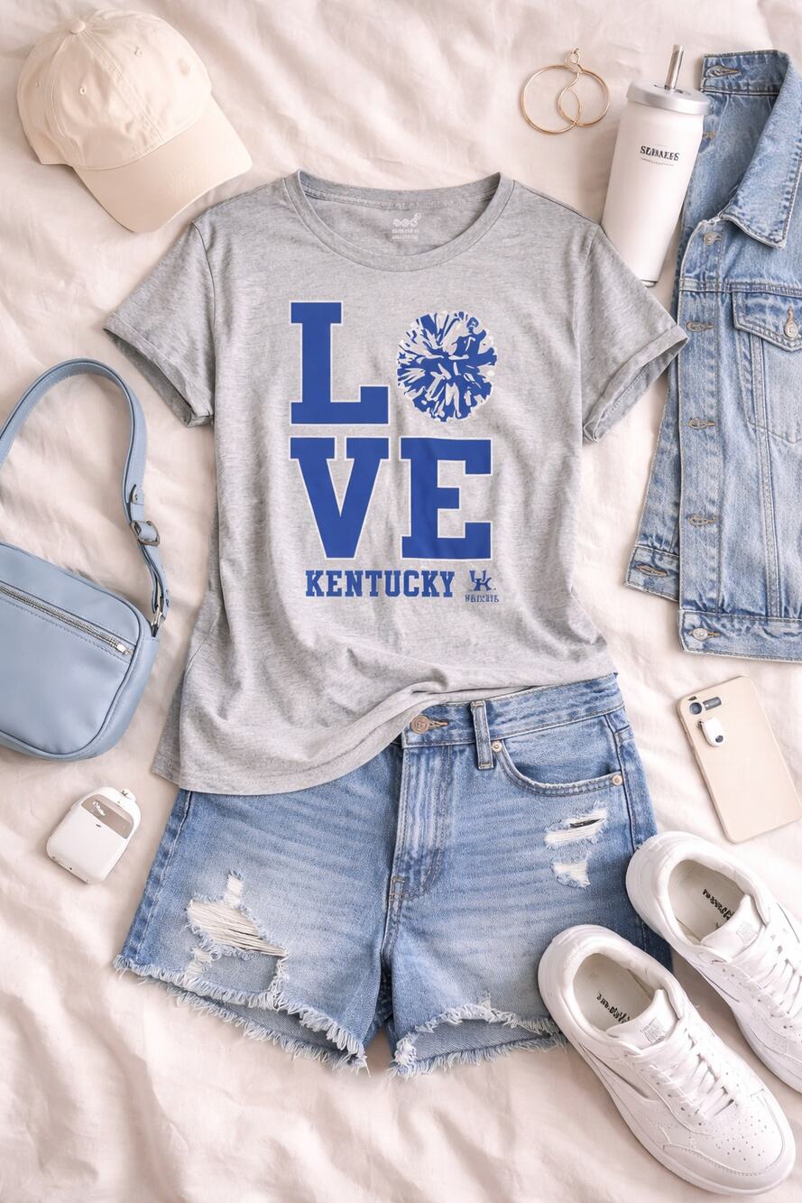 GEN2 Girl's Love University of Kentucky T-Shirt Shirt Sleeve Gray/Blue Size XL